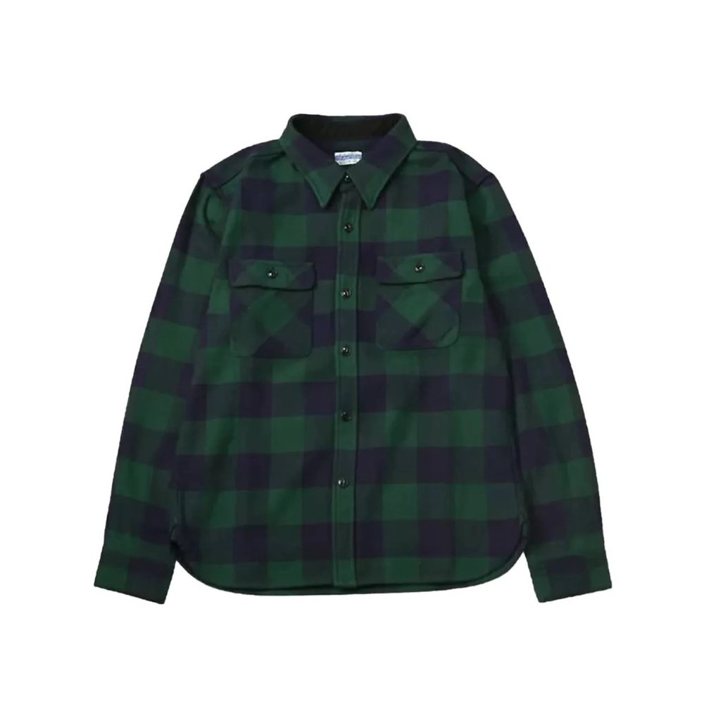 The Flat Head Green/Navy Block Check Flannel Shirt